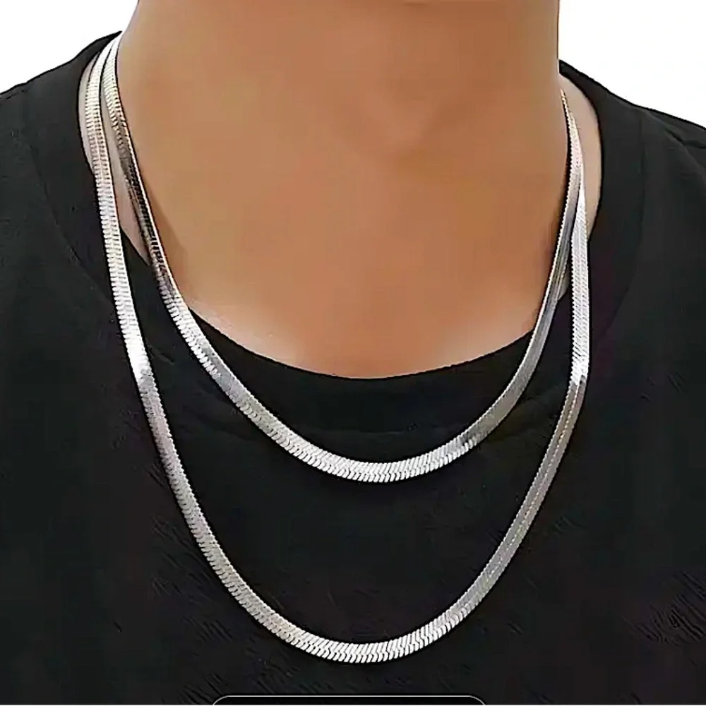 Sterling Silver Herringbone Flat Snake Necklace